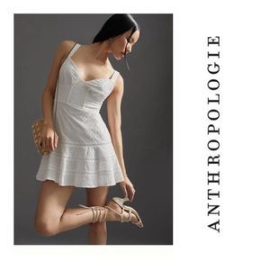 Anthropologie Mare Mare Corset White Eyelet Mini Dress Size Large